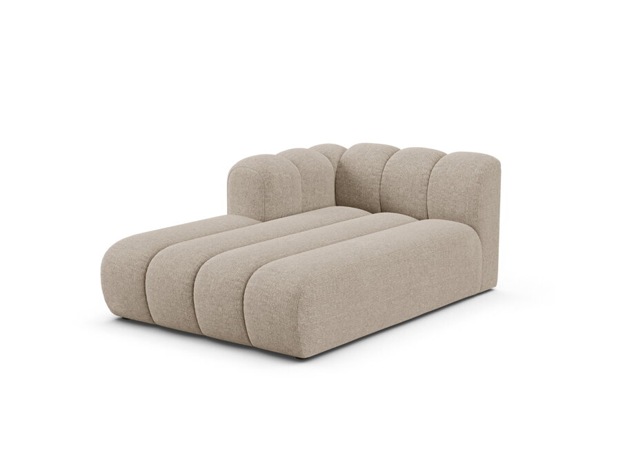 Modul Chaise longues modulárnej sedačky Lupine v čalúnení tmavej béžovej farby.