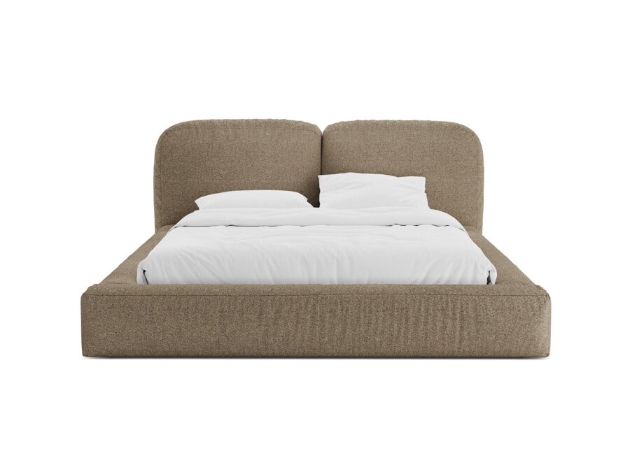 Moderná svetlohnedá čalúnená posteľ Martina s roštom a úložným priestorom.