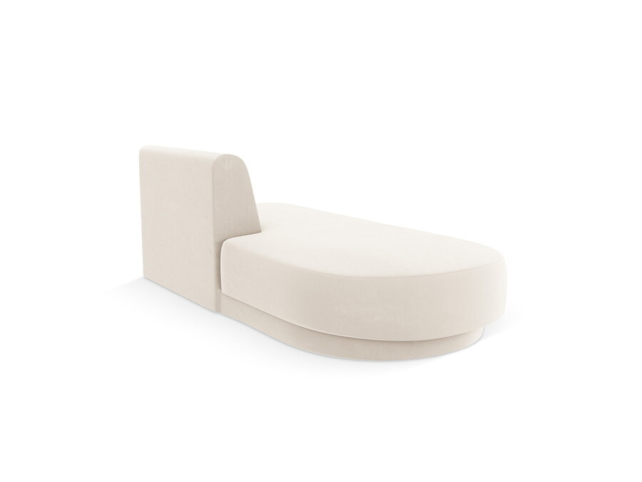 Modul Chaise longues modulárnej sedačky Miley v čalúnení svetlej béžovej farby.