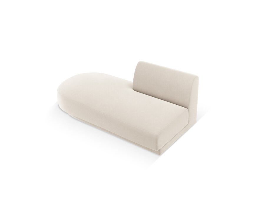 Modul Chaise longues modulárnej sedačky Miley v čalúnení svetlej béžovej farby.
