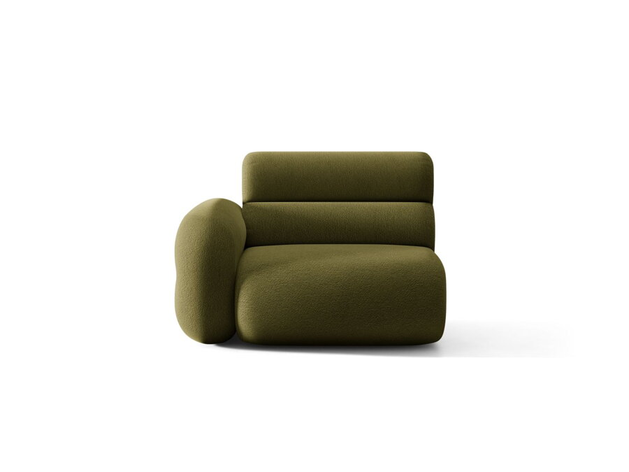 Modul Neo v čalúnení Boucle (Baloo) v tmavej olivovej farbe.