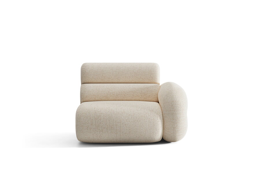 Krajný modul Neo v čalúnení Chenille (SILENCIO) v odtieni Light Beige.