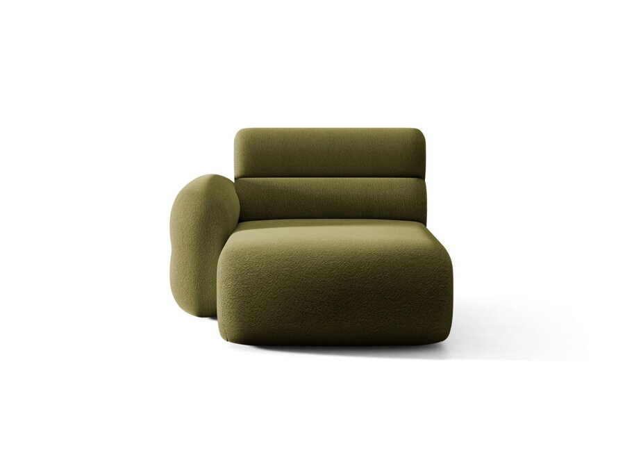 Modul Neo Chaise longues v čalúnení Boucle (Baloo) v tmavej olivovej farbe.