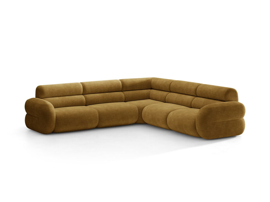 Sedačka Neo v čalúnení Chenille (Golden) v horčicovej farbe.