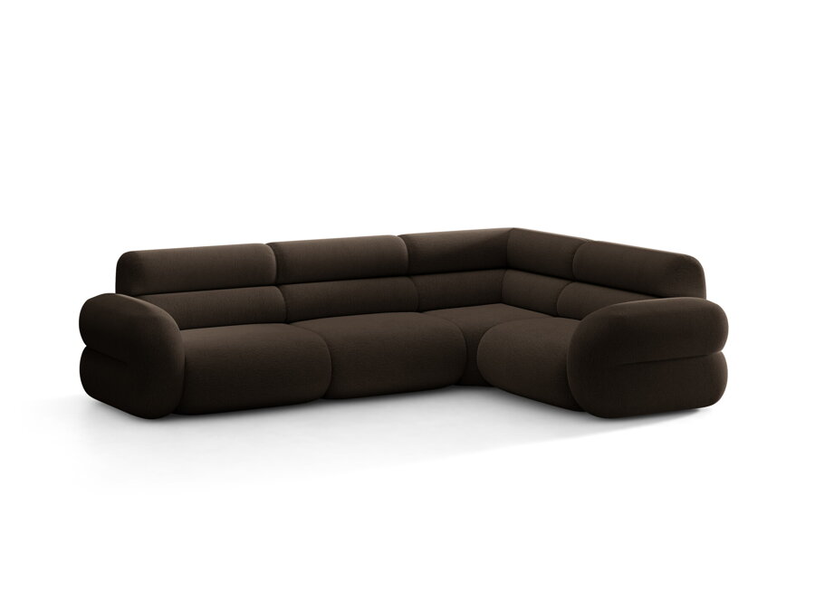 Sedačka Neo v čalúnení Boucle (Baloo) v hnedej farbe.