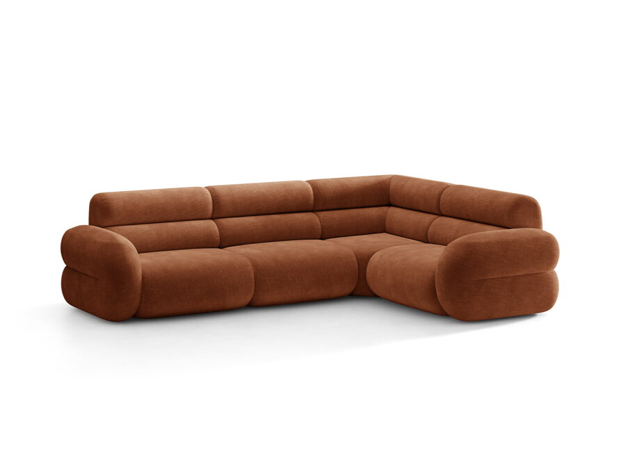 Sedačka Neo v čalúnení Chenille (Golden) v terakotovej oranžovej farbe.