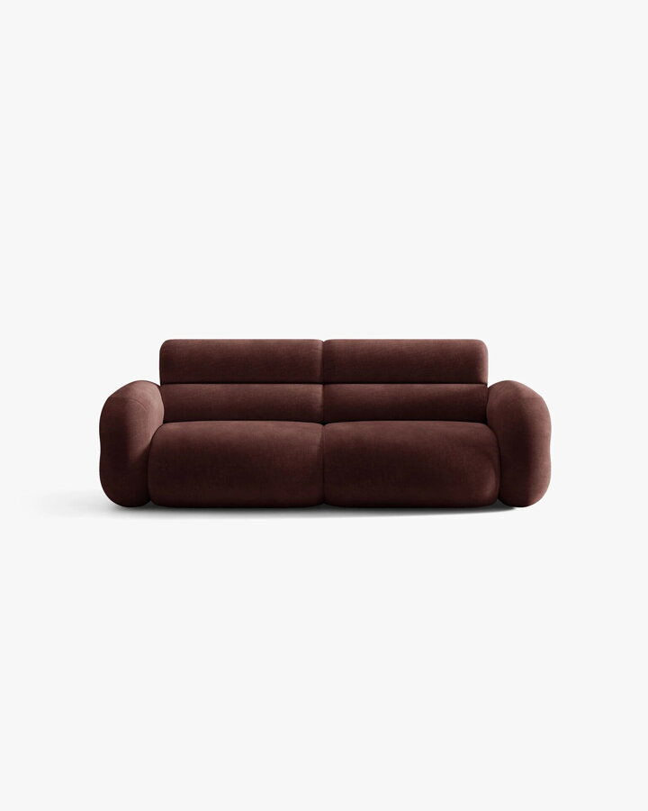 Sedačka Neo v čalúnení Chenille (Golden) vo tmavej červenohnedej farbe.