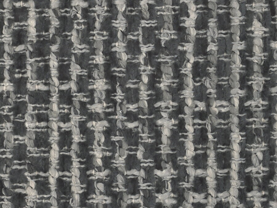 Vzorka tkaniny Chenille (Silencio) v tmavosivom odtieni.