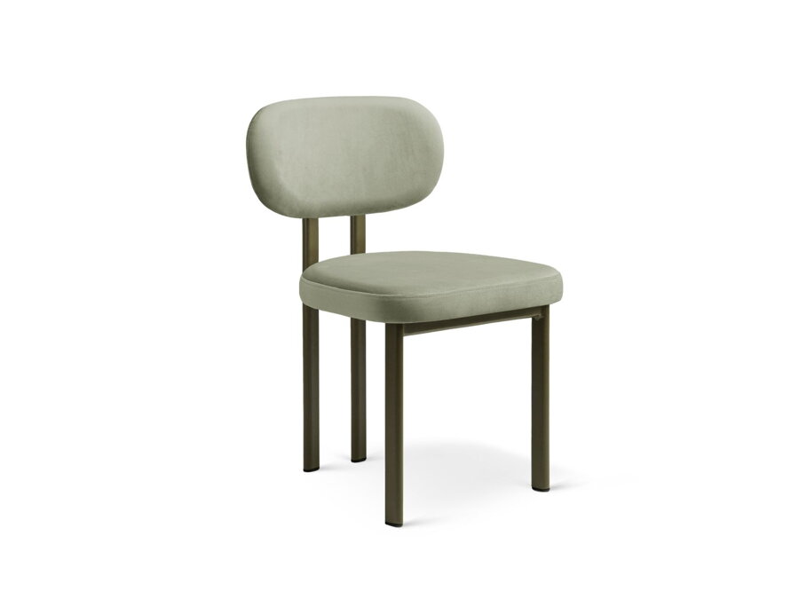 Jedálenská stolička Sam čalúnená tkaninou Velvet v zelennom odtieni Green.