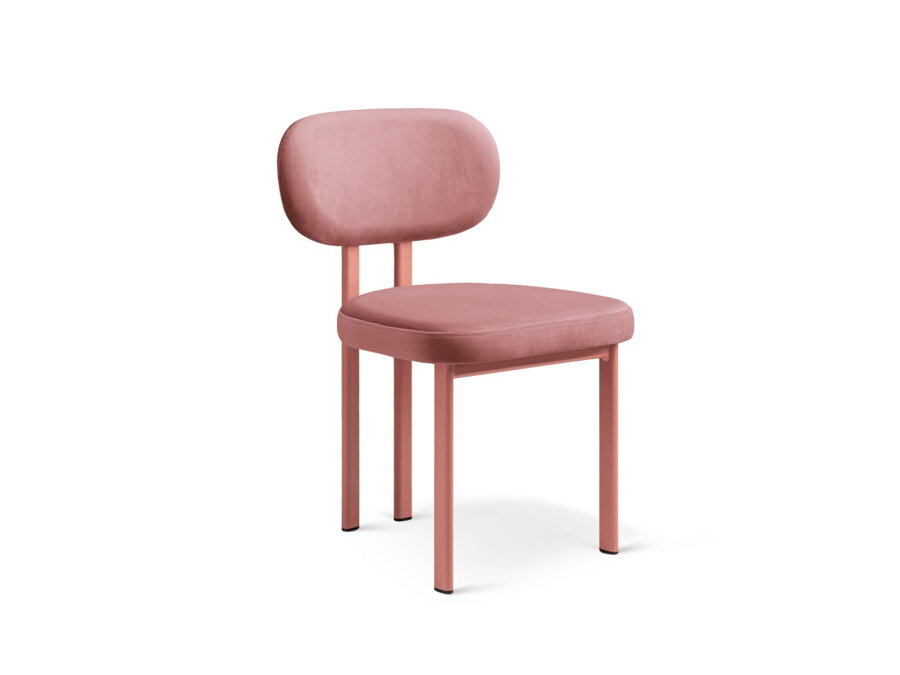 Jedálenská stolička Sam čalúnená tkaninou Velvet v ružovom odtieni Pink.