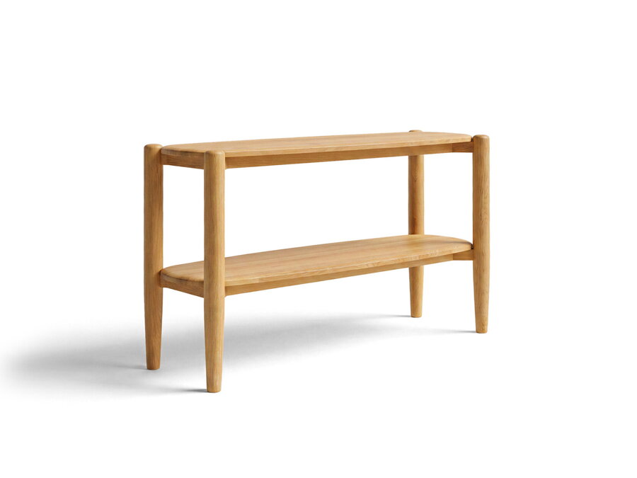 Moderný masívny konzolový stolík Wiley z dubového dreva.