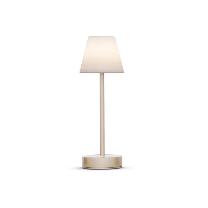 Stolová lampa do exteriéru v mosadznej farbe