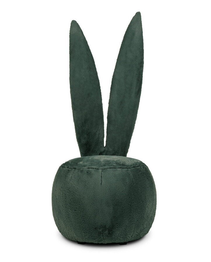 Tmavozelený puf Bunny Guys v tvare zajaca.