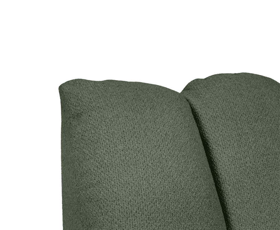 Detail na tmavozelenú bouclé tkaninu.