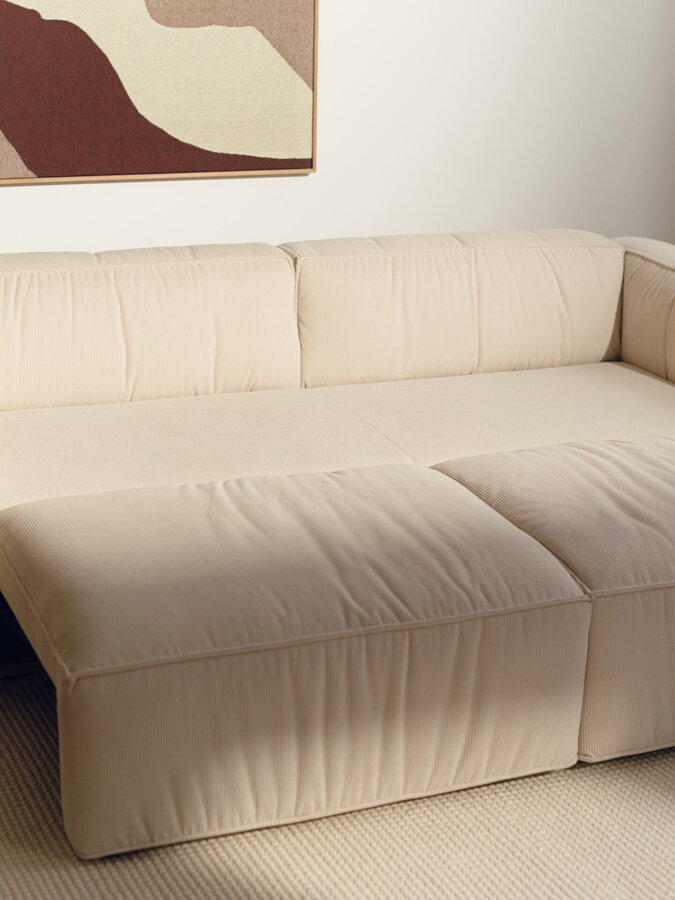Lobi Beige Corduroy ágyazható kanapé, 3 személyes – bézs