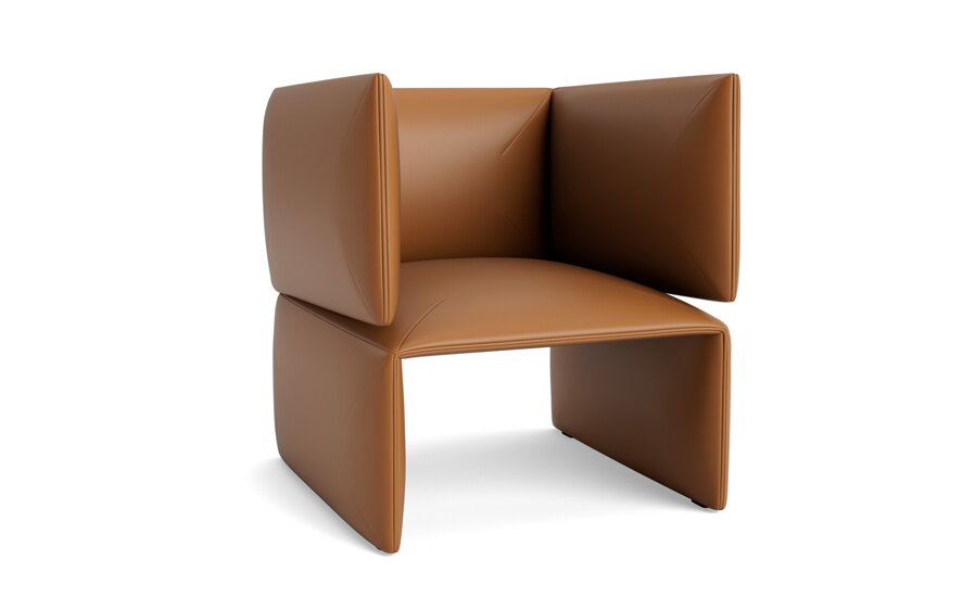 Hnedé kožené kreslo Fold Lounge Chair.