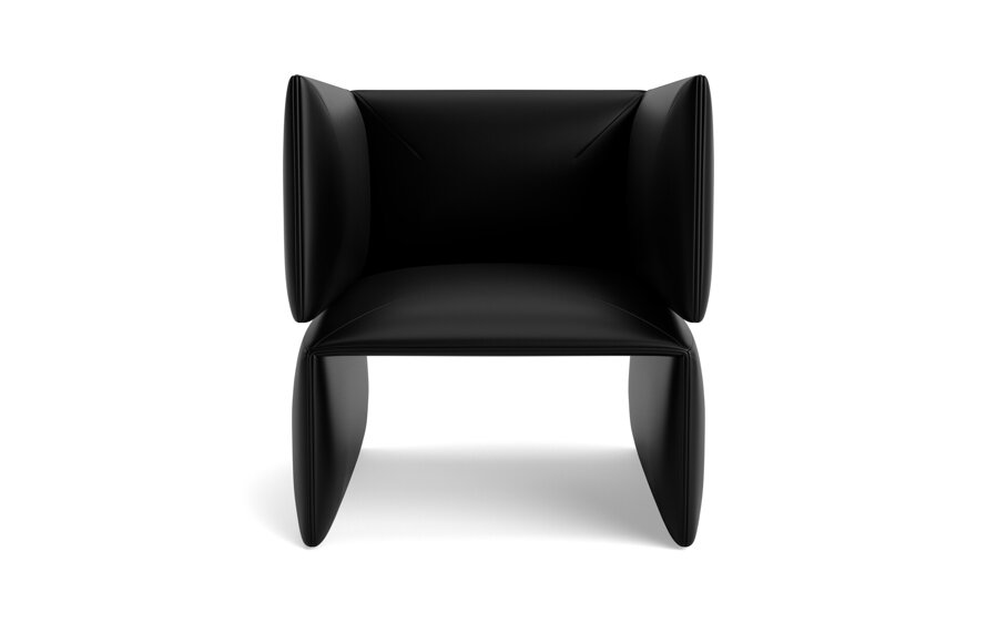 Čierne kožené kreslo Fold Lounge Chair.