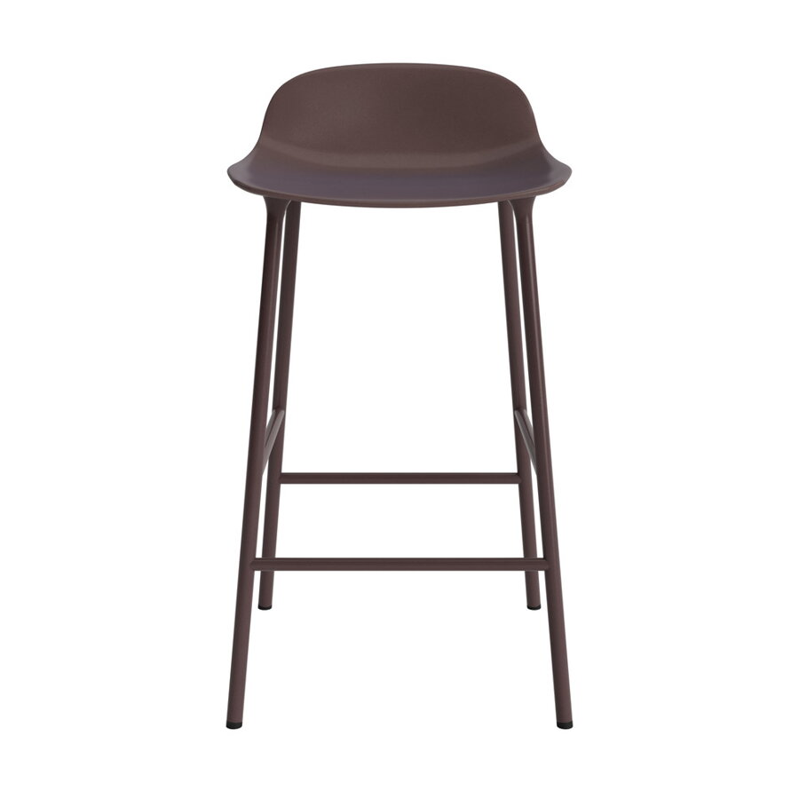 Hnedá barová stolička Form Barstool s oceľovými nohami.