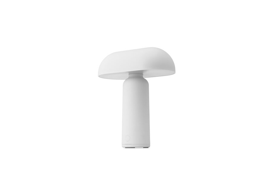 Štýlová prenosná lampa z bieleho odolného materiálu