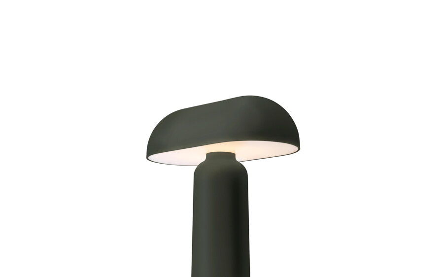 Tmavozelená prenosná stolová lampa Porta s dotykovým stmievačom pre tri rôzne nastavenia svetla