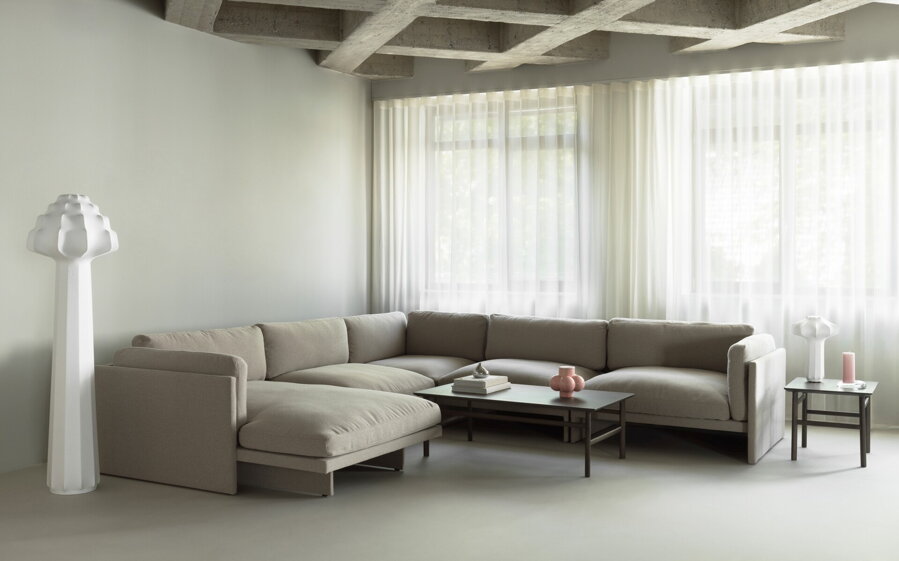 Modulárna sedačka Softy Chaise Lounge Right Steelcut Trio, 4-miestna – piesková