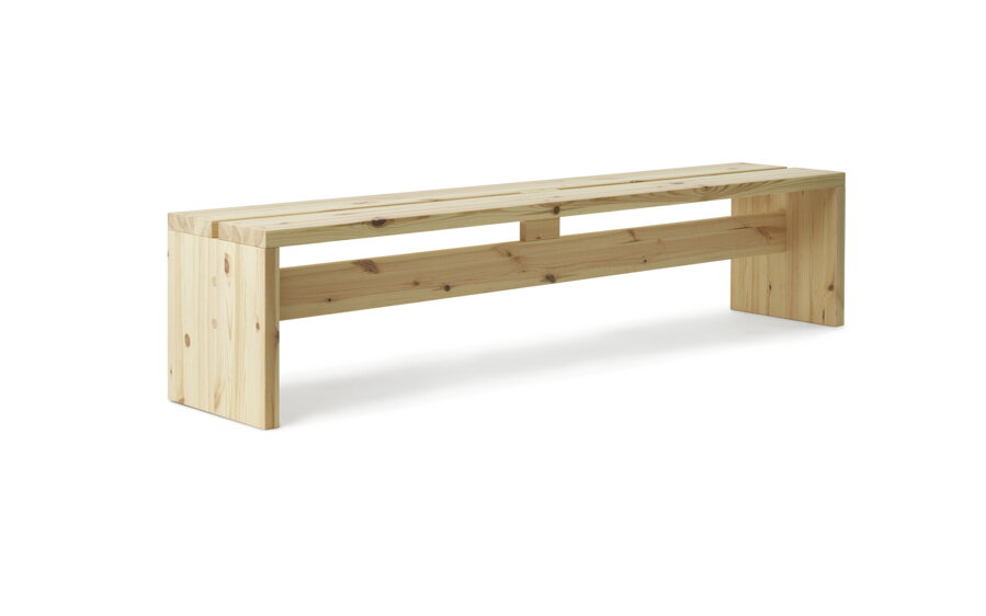 Minimalistická lavica Stretch s dĺžkou 200 cm z masívnej borovice prírodnej farby