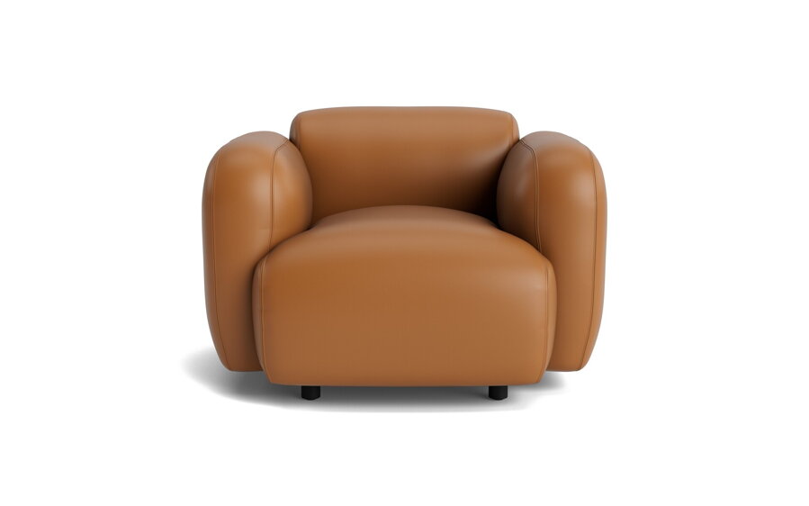 Hnedé kožené kreslo Swell Armchair.