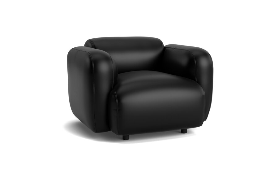 Čierne kožené kreslo Swell Armchair.