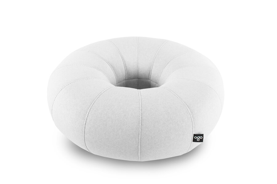 Puf Don Out v kvalite látky 3D Agora a farebnom prevedení White.