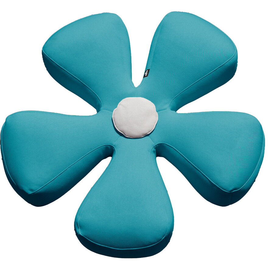 Modrý puf Flower v tvare kvetu s bielym piestikom.