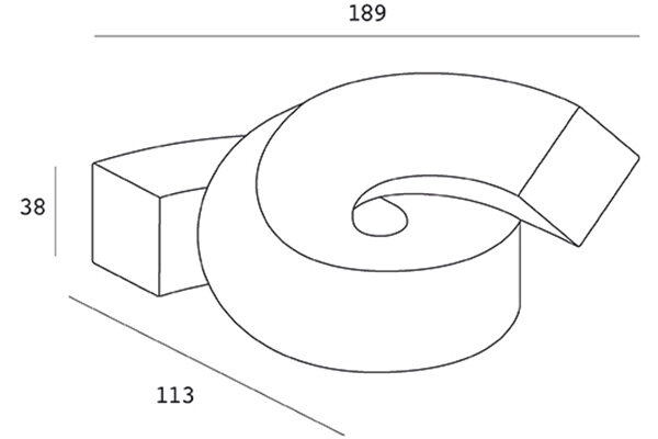 Rozmery modulárneho kresla Twist v 3D.
