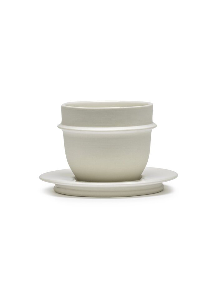 Sivobiela porcelánová podšálka so šálkou espresso Dune