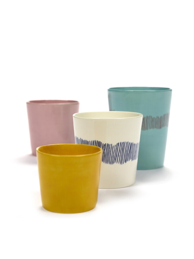 Feast Azure Red Stripes tea csésze – világoskék/piros