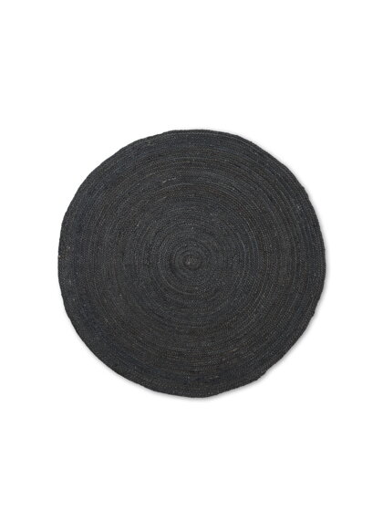 Okrúhly jutový koberec Eternal, malý – čierny