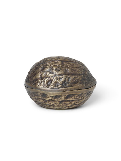 Box v tvare vlašského orecha Forest Nut Box – starožitná mosadz