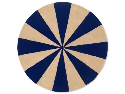 Okrúhly všívaný koberec Arch, malý – modrý/sivobiely
