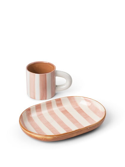 Detský set šálka a tanierik Milu Snack Set – ružový