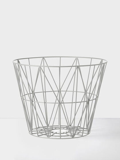 Drôtený kôš Wire Basket, stredný – svetlošedý