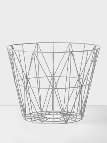 Drôtený kôš Wire Basket, veľký – svetlošedý
